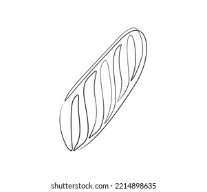 A baguette one line art, Black and white , scratch, print  file