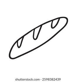 Baguette. Outline icon. Vector illustration on white background.