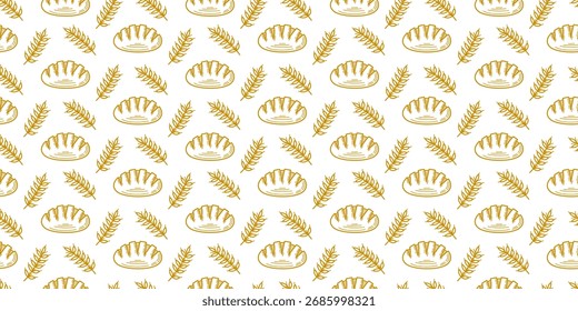 baguette pattern background. doodle bread pattern background. Bakery theme pattern background. Bake shop themes pattern doodle for packaging. 