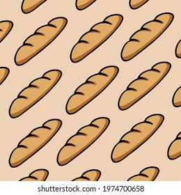 Baguette Pattern Background. Food Vector Illustration.