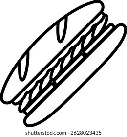 Ícone de sanduíche Baguette - vetor de contorno de comida