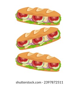 Baguette sandwich Isolated Vector Illustration logo