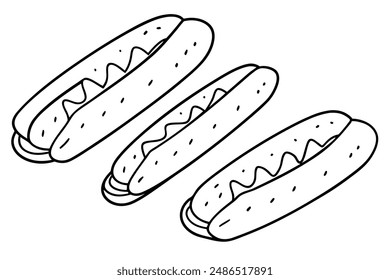 Baguette sandwiches line art artistic design hand illustration