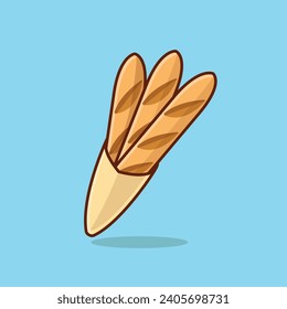 Baguette simple caricatura ilustración vectorial francia concepto de comida tradicional icono aislado