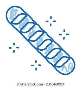 baguette top view sketch icon vector. Hand drawn blue doodle line art baguette sign. isolated symbol illustration