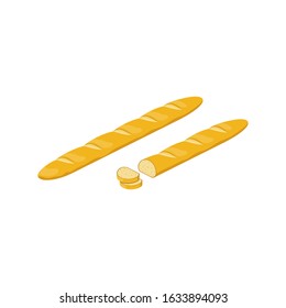 Baguette. Vector 3d isometric, color web icon, new flat style. Creative illustration design, idea for infographics.