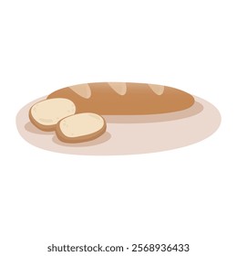 Baguette vector illustration on white background. Delicious bread. Bakery elements.