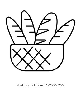 Baguettes en un vector de icono de canasta