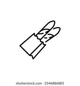 Baguettes in paper bag icon. Simple French baguettes icon for social media, app, and web design. Vector illustration
