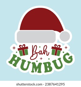 Bah Humbug Sticker Design, Christmas Stickers Bundle svg