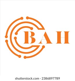 Diseño de letras BAH. Diseño del logotipo de la tecnología de letras BAH sobre fondo blanco. Diseño del logotipo BAH Monograma para emprendedores y negocios.