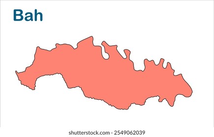 Mapa da subdivisão de Bah, Distrito de Agra, Estado de Uttar Pradesh, República da Índia, Governo de Uttar Pradesh, Território indiano, Índia Oriental, política, aldeia, turismo