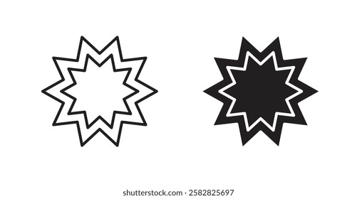 Bahai filled and outlined icons vectors on white background