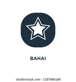 Bahai icon. Black filled vector illustration. Bahai symbol on white background. Can be used in web and mobile.