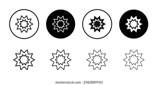 Bahai icon Black line art vector logo set