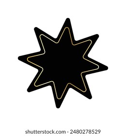 Bahai icon. Black linear Baha'i symbols set. Religious symbol of Bahaism. Vector illustration. Eps 10.