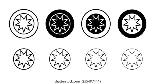 Bahai icon Black and white outline vector