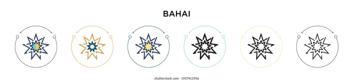 Bahai icon in filled, thin line, outline and stroke style. Vector illustration of two colored and black bahai vector icons designs can be used for mobile, ui, web