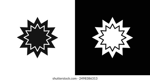 Bahai icon flat line symbol set.
