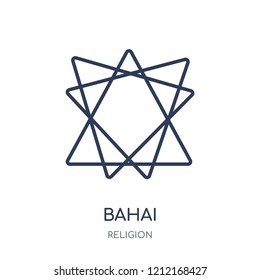 Bahai icon. Bahai linear symbol design from Religion collection. Simple outline element vector illustration on white background.