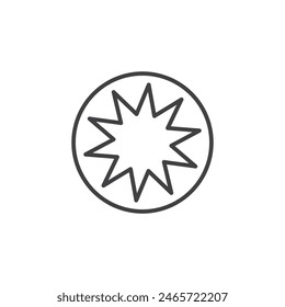 Bahai Icon Set. Nine Pointed Star and Persian Symbol in Vector Format.