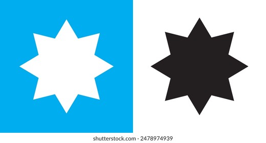 Bahai icon set. nine pointed Baha vector icon. Persian star symbol for UI designs.