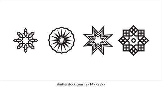 Conjunto de ícones Bahai. Símbolo de vetor Baha de nove pontas.

