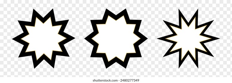 Bahai icon. Symbol Bahai star of nine angles, nine is a sacred number, a vector a symbol of the Bahai Faith. Eps10.