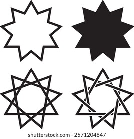 Bahai nine pointed star vector illustration.	