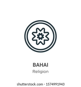 Bahai outline vector icon. Thin line black bahai icon, flat vector simple element illustration from editable religion concept isolated on white background