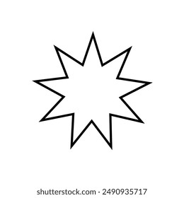 Bahai, religious icon. Vector illustration, flat design. Icon of Bahai Nine pointed star symbol. Vector illustration. Eps file 50.