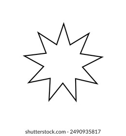 Bahai, religious icon. Vector illustration, flat design. Icon of Bahai Nine pointed star symbol. Vector illustration. Eps file 49.