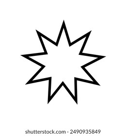 Bahai, religious icon. Vector illustration, flat design. Icon of Bahai Nine pointed star symbol. Vector illustration. Eps file 51.