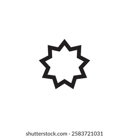 Bahai, religious icon.vector flat black simple illustration for web and app..eps