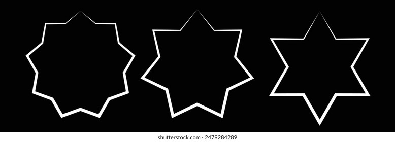 Bahai star. Black linear Bahai symbol. Religious symbol of Bahaism. Vector illustration.