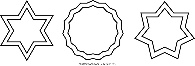 Bahai star. Black linear Bahai symbol. Religious symbol of Bahaism. Vector illustration.