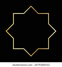 Bahai star. Black linear Bahai symbol. Religious symbol of Bahaism. Vector illustration.