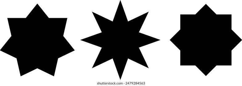 Bahai star. Black linear Bahai symbol. Religious symbol of Bahaism. Vector illustration.