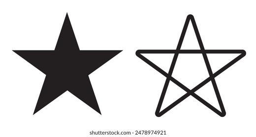 Bahai star. Black linear Baha'i symbols set. Religious symbol of Bahaism. Vector illustration.