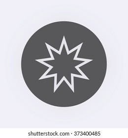 Bahai symbol in circle . Vector illustration