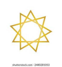 Bahai symbol. Bahai star. Black linear Bahai symbol. Religious symbol of Bahaism. Vector illustration. Bahai icon.