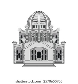 bahai temple construction isolated icon