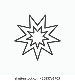 Bahai vector icon isolated in black line