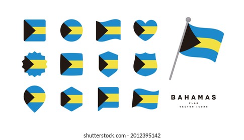 Bahama flag icon set vector illustration