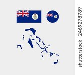 Bahamas 1869 national map and flag vectors set....