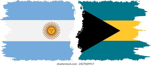 Bahamas and Argentina grunge flags connection, vector