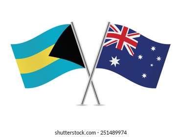 Bahamas and Australian flags. Vector illustration.
