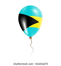 Bahamas balloon with flag, stars and glitter. Bright Air Ballon in Bahamas National Colors. Bahamas Flag Rubber Balloon Flying in the Air. Vector Illustration.