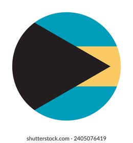Flagge der Bahamas. Button-Flag-Symbol. Standardfarbe. Circle Icon Flag. Computergrafik. Digitale Illustration. Vektorgrafik.