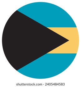 Bahamas circle flag. Button flag icon. Standard color. Circle icon flag. Computer illustration. Digital illustration. Vector illustration.